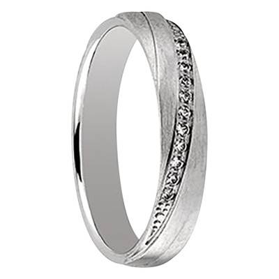 Alliance en Or Blanc 750 & Diamants 0,055 ct, Largeur 4 mm - Gaïa