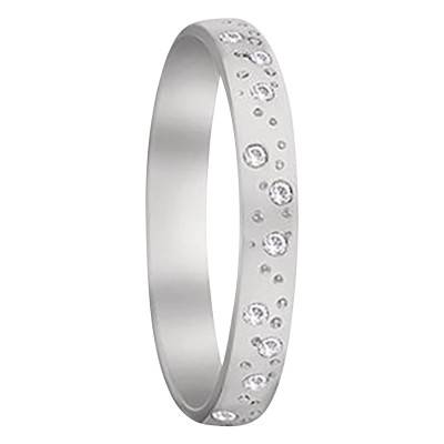 750 White Gold & Diamonds 0,128 ct Ribbon Standard Wedding Ring, Width 3 mm - Fair'Belle