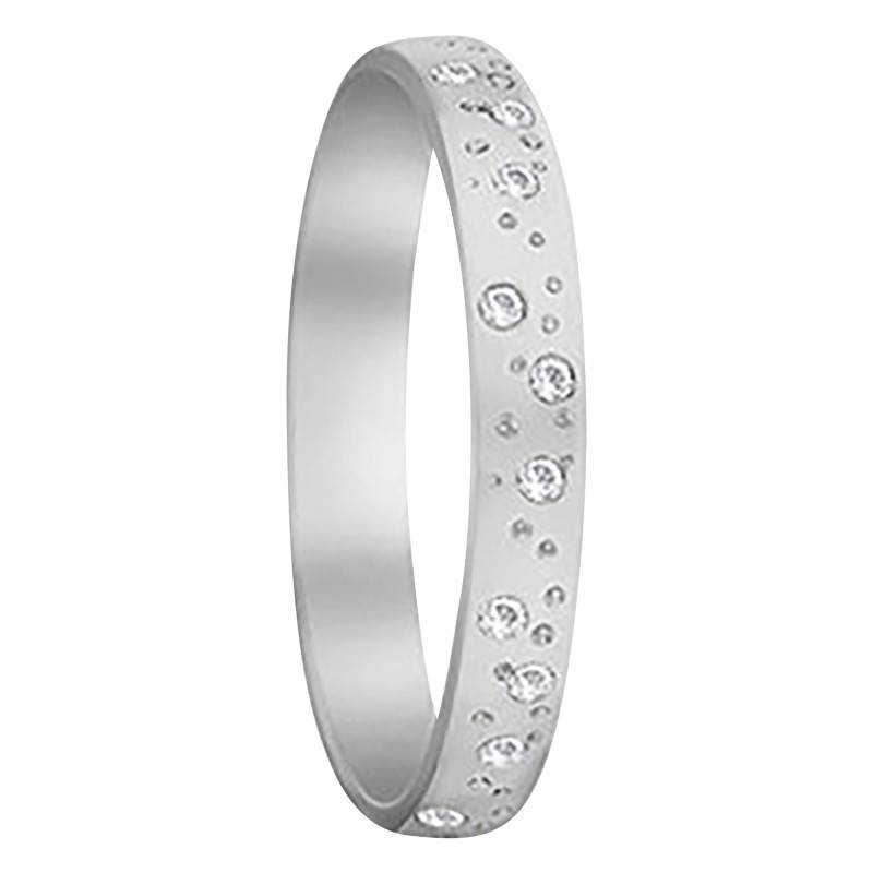 Alliance Ruban Standard en Or Blanc 750 & Diamants 0,128 ct, Largeur 3 mm - Fair'Belle