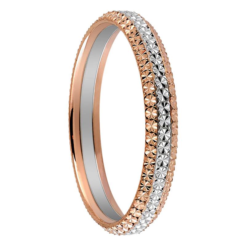 750 2-Gold Diamond-Cut Half-Dome Standard Wedding Ring, Width 3 mm - Fair'Belle