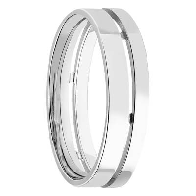 750 White Gold Standard Ribbon Double-Band Wedding Ring, Width 5,50 mm - Fair'Belle