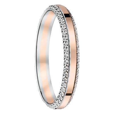 Alliance Lissée et Diamantée en 2 Ors 750, Largeur 3 mm - Gaïa