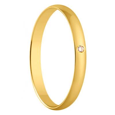Alliance Demi-Bombée Standard Madrid en Or Jaune 750 & Diamant 0,01 ct, Largeur 2,50 mm - Amore