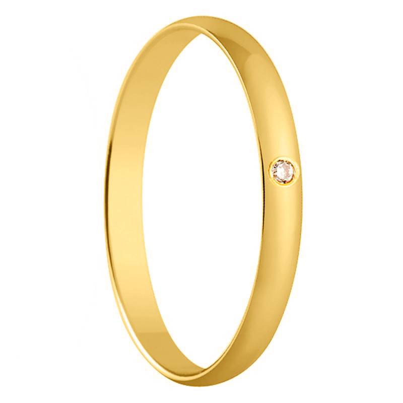 750/1000 Yellow Gold & 0,01 ct Diamond Standard Half-Dome Madrid Wedding Ring, Width 2,50 mm - Amore