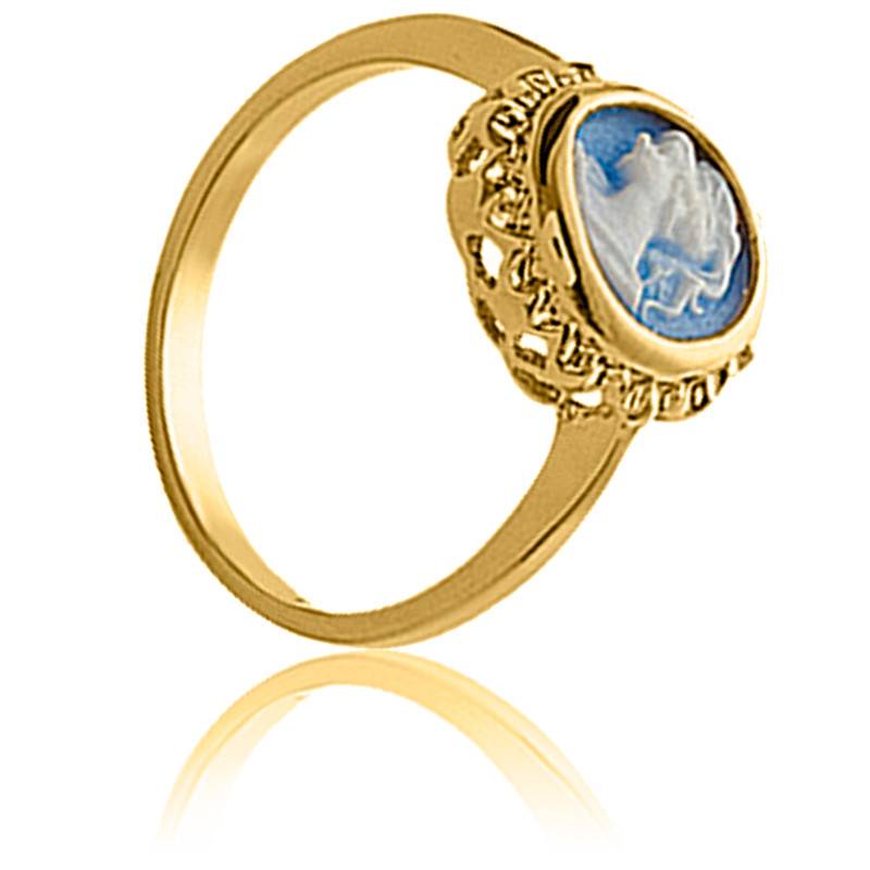 Bague Camé Bleu - Plaqué Or 750/1000 - Neuf Sans Boîte - France - OxcmoBijoux