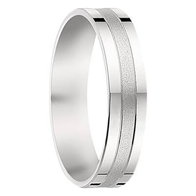 Alliance Ruban Standard à Bande Sablée en Or Blanc 750, Largeur 5 mm - Gaïa