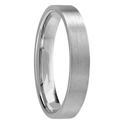 750 White Gold Brushed Comfort Ribbon Wedding Ring, Width 4 mm - Fair'Belle