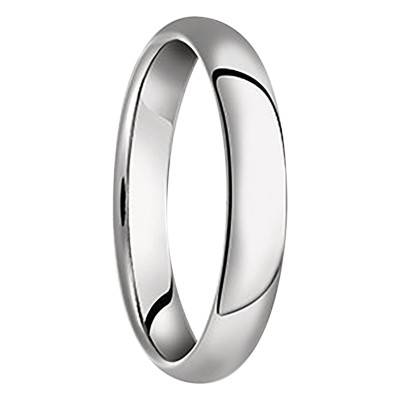 Alliance Demi-Jonc Bombée en Or Blanc 750, Largeur 3,50 mm - Fair'Belle