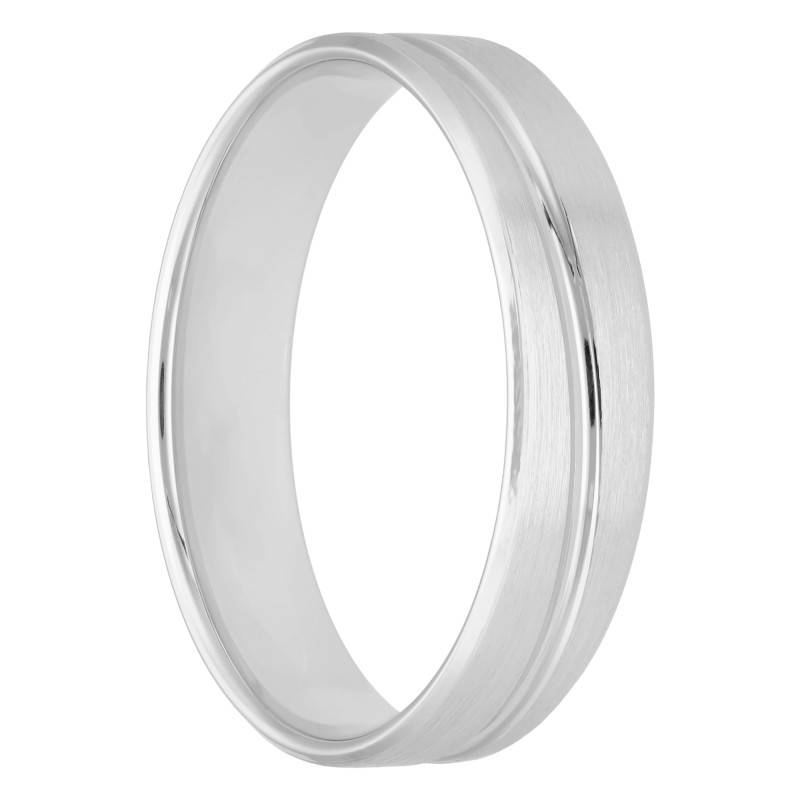 Alliance Ruban Confort Brossé à Rainure Inclinée en Platine 950, Largeur 5 mm - Fair'Belle