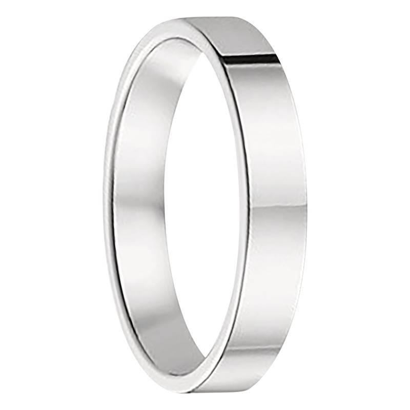 Alliance Ruban Confort Polie en Or Blanc 750, Largeur 4 mm - Fair'Belle