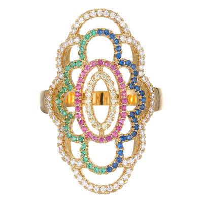 Ryta Gold & Multicolor Zirconia Ring - Hipanema