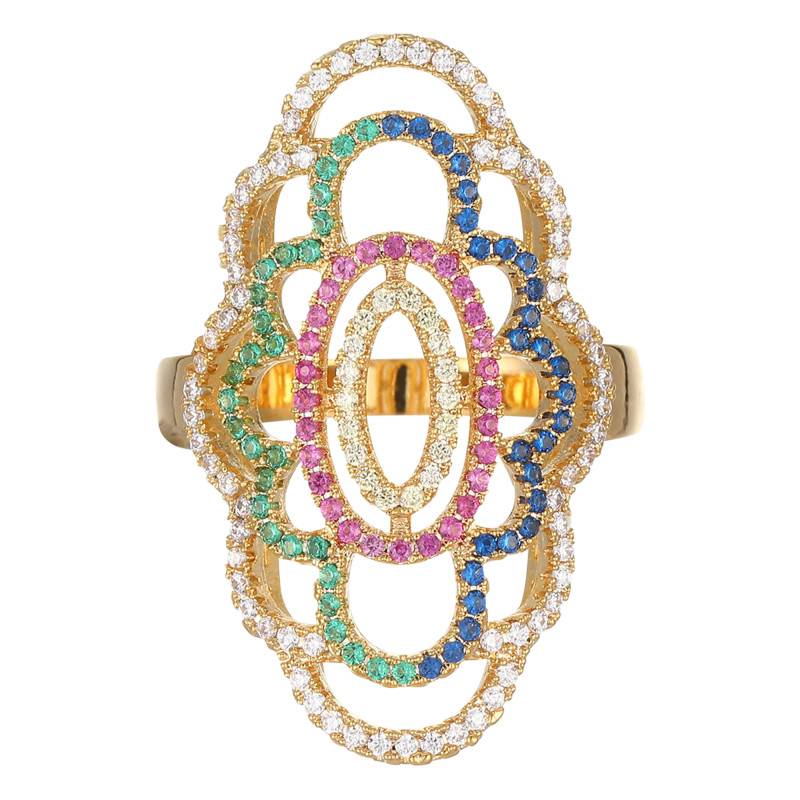 Ryta Gold & Multicolor Zirconia Ring - Hipanema
