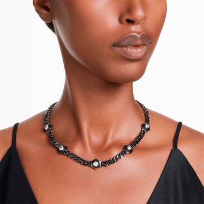 Collier Numina Métal Ruthénié & Cristaux Blancs - 5677987 - Swarovski