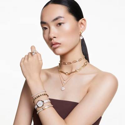 Numina Gold-Plated Metal & White Crystal Bangle - 5686944 - Swarovski