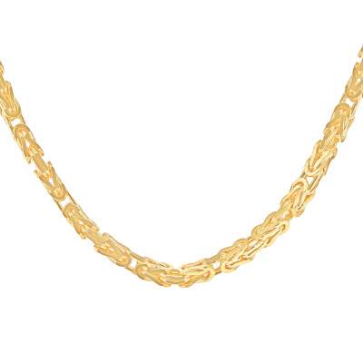 375 Yellow Gold Byzantine Chain, Length 46 cm, Width 5 mm - Manillon