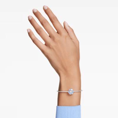 Bracelet Jonc Idyllia Fleur en Métal Rhodié & Cristaux Blancs et Bleus, Longueur Ajustable - 5680014 - Swarovski