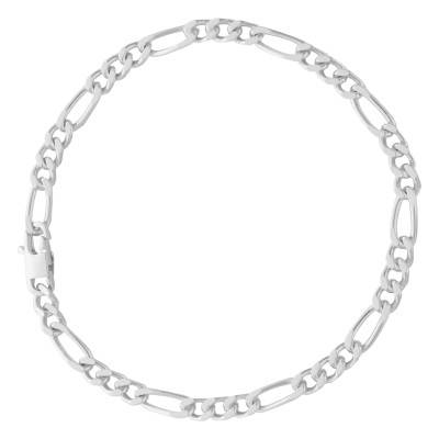 925 Silver Figaro Chain Bracelet, Length 18 cm to 21 cm, Width 6 mm - Manillon