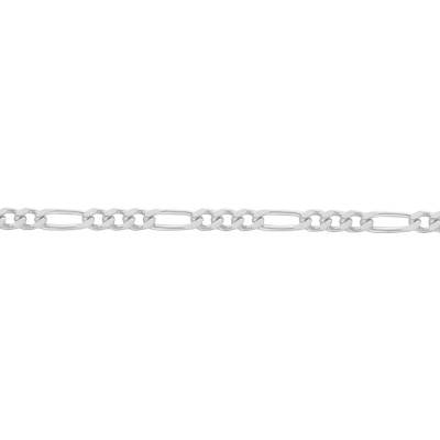 925 Silver Figaro Chain Bracelet, Length 18 cm to 21 cm, Width 6 mm - Manillon