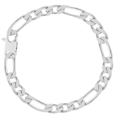 Bracelet Maille Figaro en Argent 925, Longueur 18 cm, Largeur 24 mm - Manillon