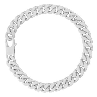 Bracelet Maille Cubaine en Argent 925, Longueurs 18 à 21 cm, Largeur 8 mm - Manillon