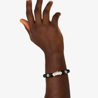 Bracelet Spirit en Argent 925 & Onyx Noir, Longueur 19 à 23 cm - Buddha to Buddha