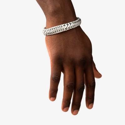Bracelet Edwin Ben Small en Argent 925, Largeur 13,60 mm, Longueur 20 à 24 cm - Buddha to Buddha
