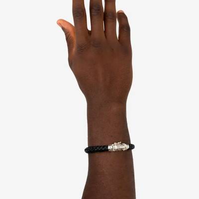 Bracelet Mangky Small en Cuir Noir & Argent 925, Longueur 19 à 23 cm - Buddha to Buddha