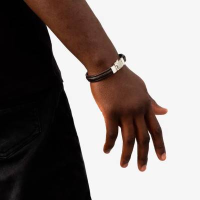 Bracelet Edwin Small en Cuir Marron & Argent 925, Largeur 10,10 mm, Longueur 17 à 21 cm - Buddha to Buddha