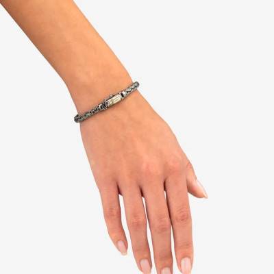 Bracelet Katja XS Noir en Argent 925 Rhodié & Or Jaune 585, Largeur 5,20 mm, Longueur 15 à 19 cm - Buddha to Buddha
