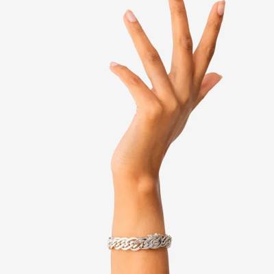 Textured 925 Silver Nathalie XS Bracelet, 12 mm Wide, 15 cm to 18 cm - Buddha to Buddha