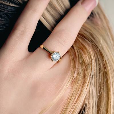 Solitaire 6 griffes Or Jaune 750 & Diamant H/SI2 certifié GIA - Ocarat