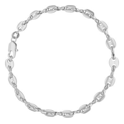 925 Silver Full Coffee Bean Chain Bracelet, Length 18 cm to 21 cm, Width 4.50 mm - Manillon