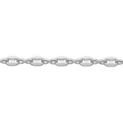 Bracelet Maille Grain de Café Pleine en Argent 925, Longueurs 18 à 21 cm, Largeur 4,50 mm - Manillon