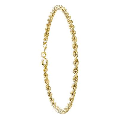 Bracelet Maille Corde Creuse, Or Jaune 375, Longueur 18 cm, Largeur 3,30 mm - Emanessence