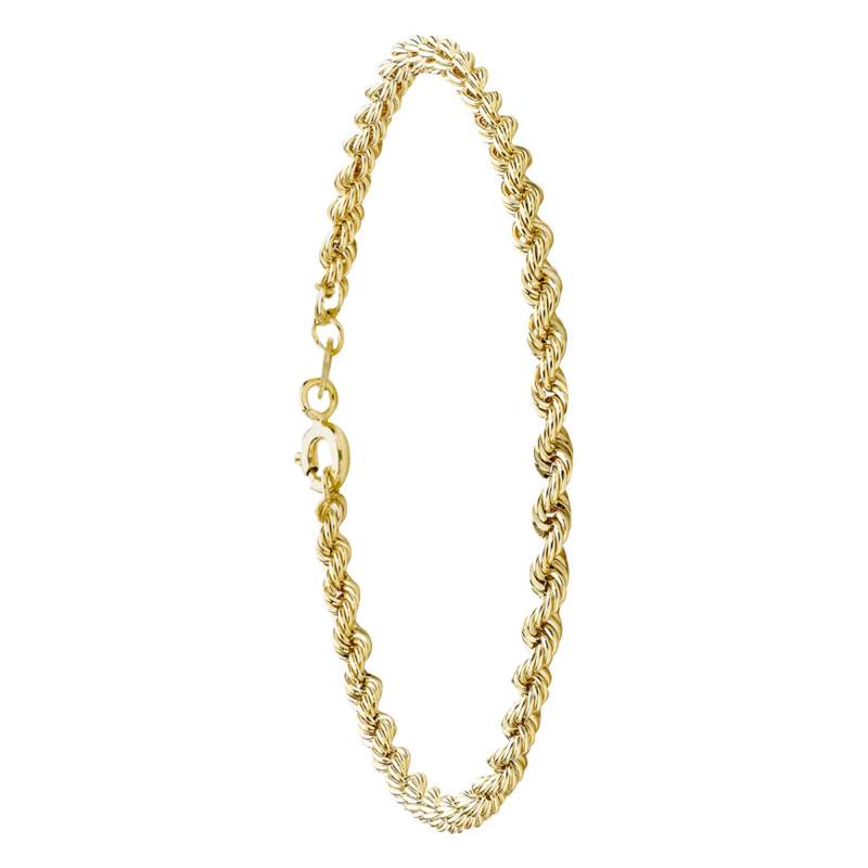 375/1000 Yellow Gold Hollow Rope Chain Bracelet, Length 18 cm, Width 3.30 mm - Emanessence