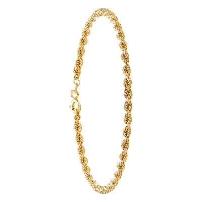 Bracelet Maille Corde Creuse en Or Jaune 375, Longueur 18 cm, Largeur 2,60 mm - Emanessence