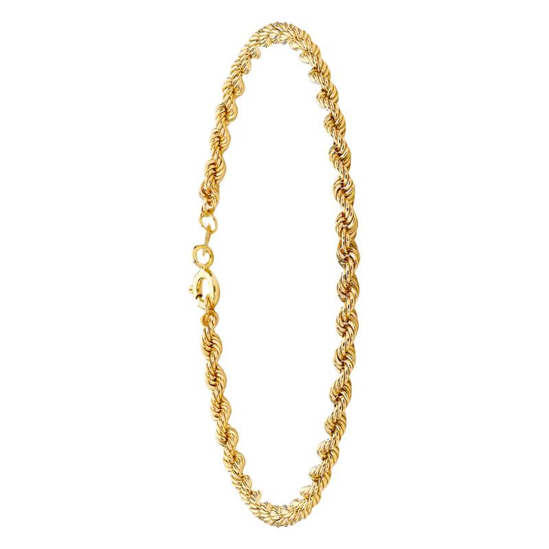 Yellow 9K Gold Hollow Rope Chain Bracelet, Length 18 cm, Width 2,60 mm - Emanessence