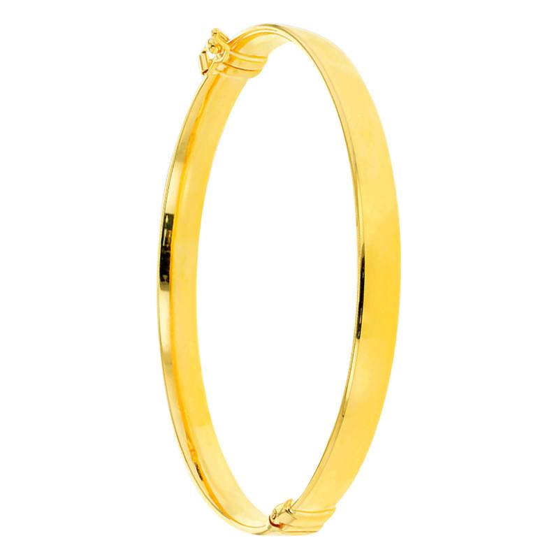 375/1000 Yellow Gold Plain Bangle Bracelet, Diameter 60 mm, Width 6 mm - Emanessence
