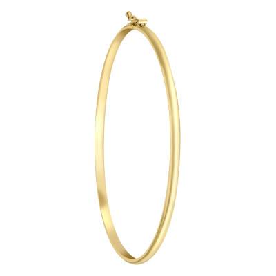 375 Yellow Gold Domed Tube Bangle Bracelet, 60 mm Diameter, 3 mm Width - Emanessence