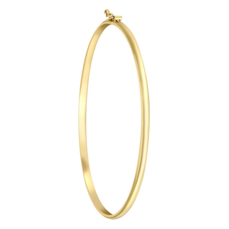 375 Yellow Gold Domed Tube Bangle Bracelet, 60 mm Diameter, 3 mm Width - Emanessence