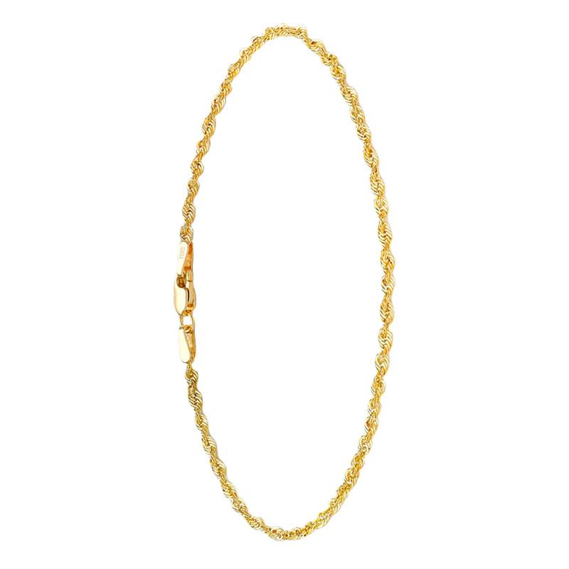375 Yellow Gold Rope Chain Bracelet, Length 19 cm, Width 2 mm - Emanessence