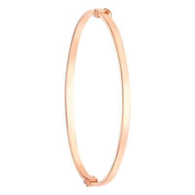 Bracelet Jonc Ovale Tube Rectangulaire en Or Rose 375 - Emanessence