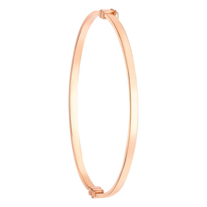 375 Rose Gold Oval Rectangular Tube Bangle Bracelet - Emanessence