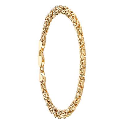 375 Yellow Gold Byzantine Chain Bracelet, Length 19 cm, Width 6 mm - Emanessence