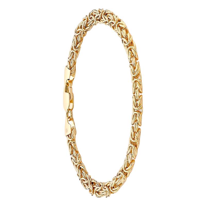 375 Yellow Gold Byzantine Chain Bracelet, Length 19 cm, Width 6 mm - Emanessence