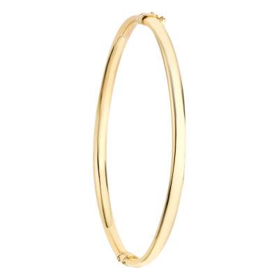 375/1000 Yellow Gold Oval Bangle Bracelet, Diameter 45 mm, Width 5 mm - Emanessence