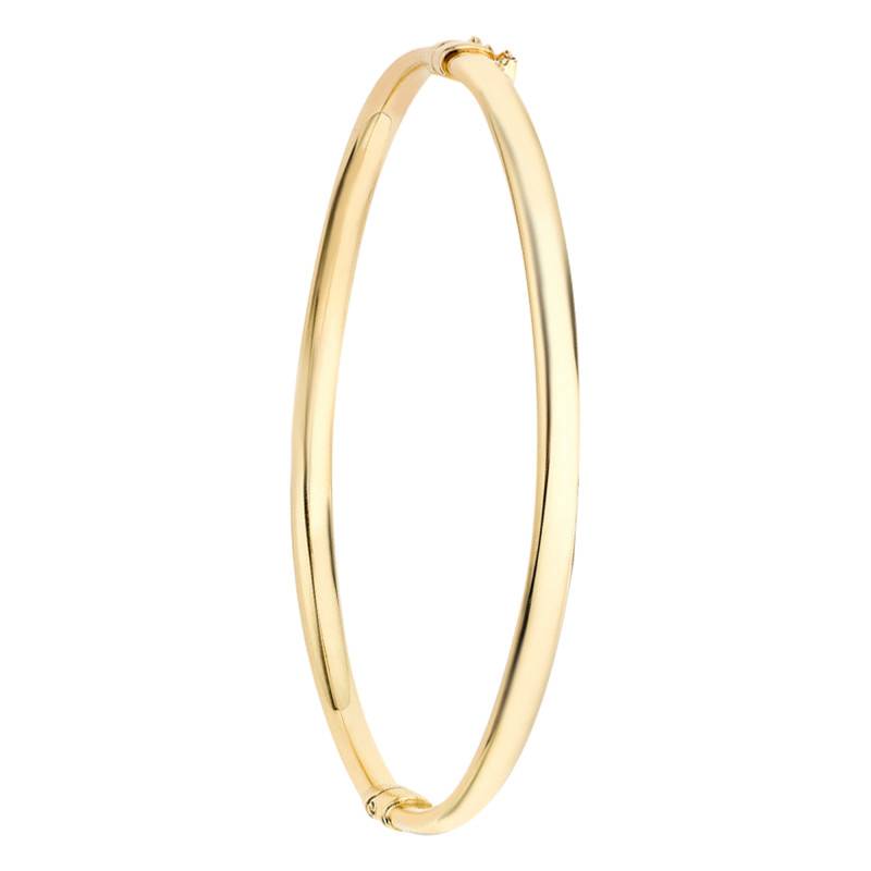 375/1000 Yellow Gold Oval Bangle Bracelet, Diameter 45 mm, Width 5 mm - Emanessence
