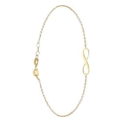 375/1000 Yellow Gold Infinity Bracelet, Length 18 cm to 19 cm, Width 0.90 mm - Emanessence