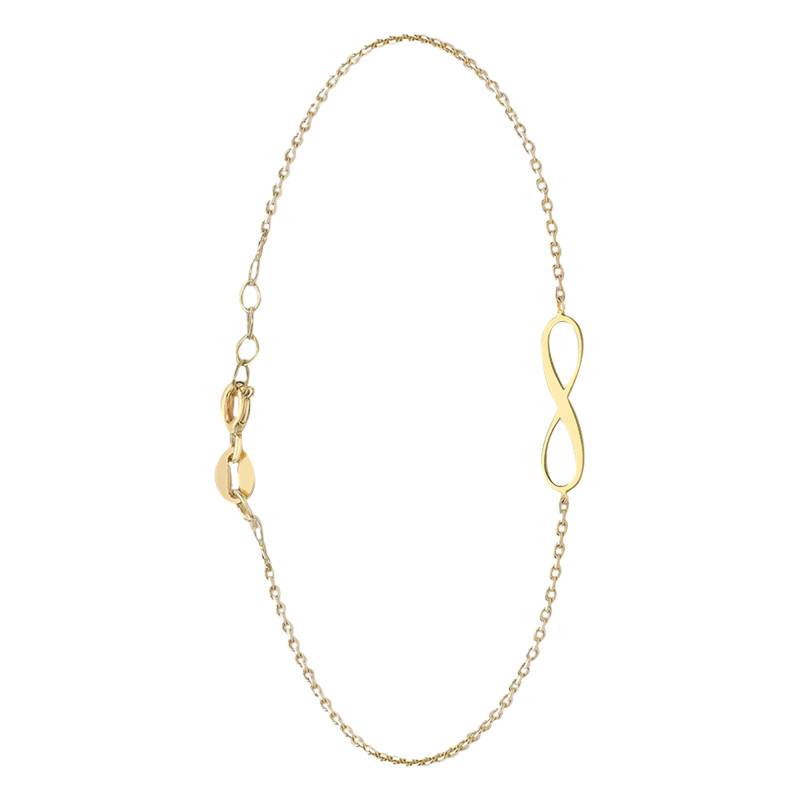 375/1000 Yellow Gold Infinity Bracelet, Length 18 cm to 19 cm, Width 0.90 mm - Emanessence
