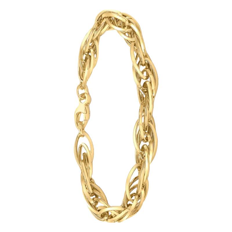 375 Yellow Gold Twisted Oval Link Bracelet, Length 19 cm - Emanessence